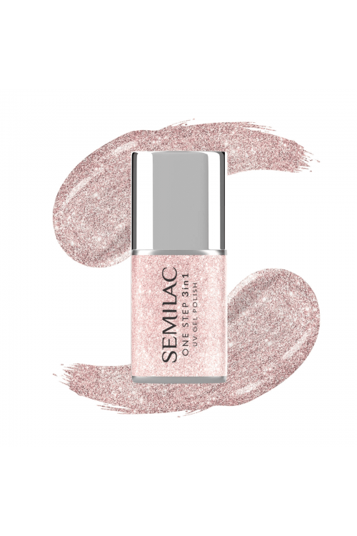 Semilac One Step Hybrid 3in1 - Glitter Pink Beige 7ml
